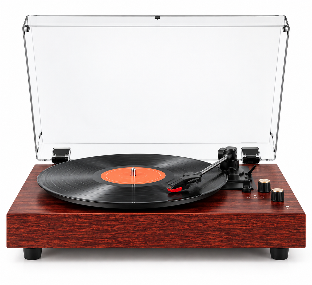 Platine Vinyle en Bois avec Capot Transparent